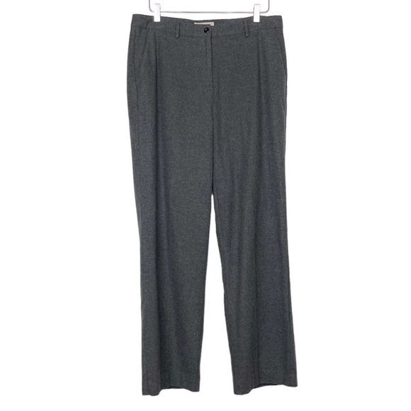 L.L. Bean Pants Womens 12 Grey Classic‎ Fit Straight Flannel 100% Cotton Lined - Picture 1 of 14
